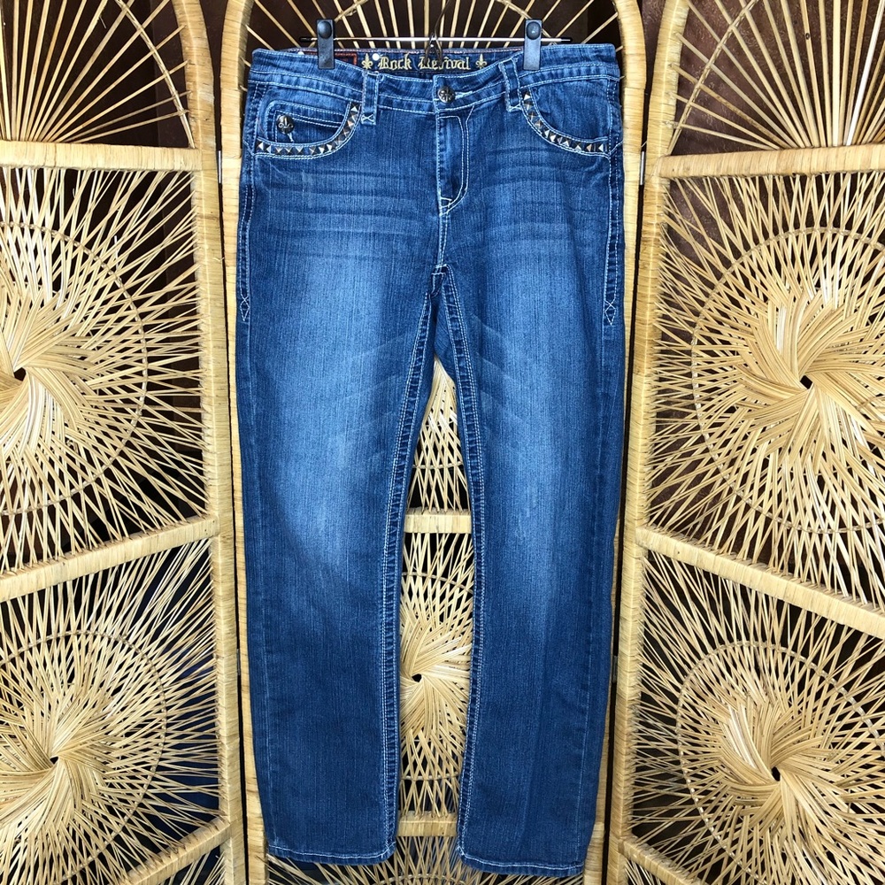 ROCK REVIVAL John Straight Leg Jeans Blue 33x32